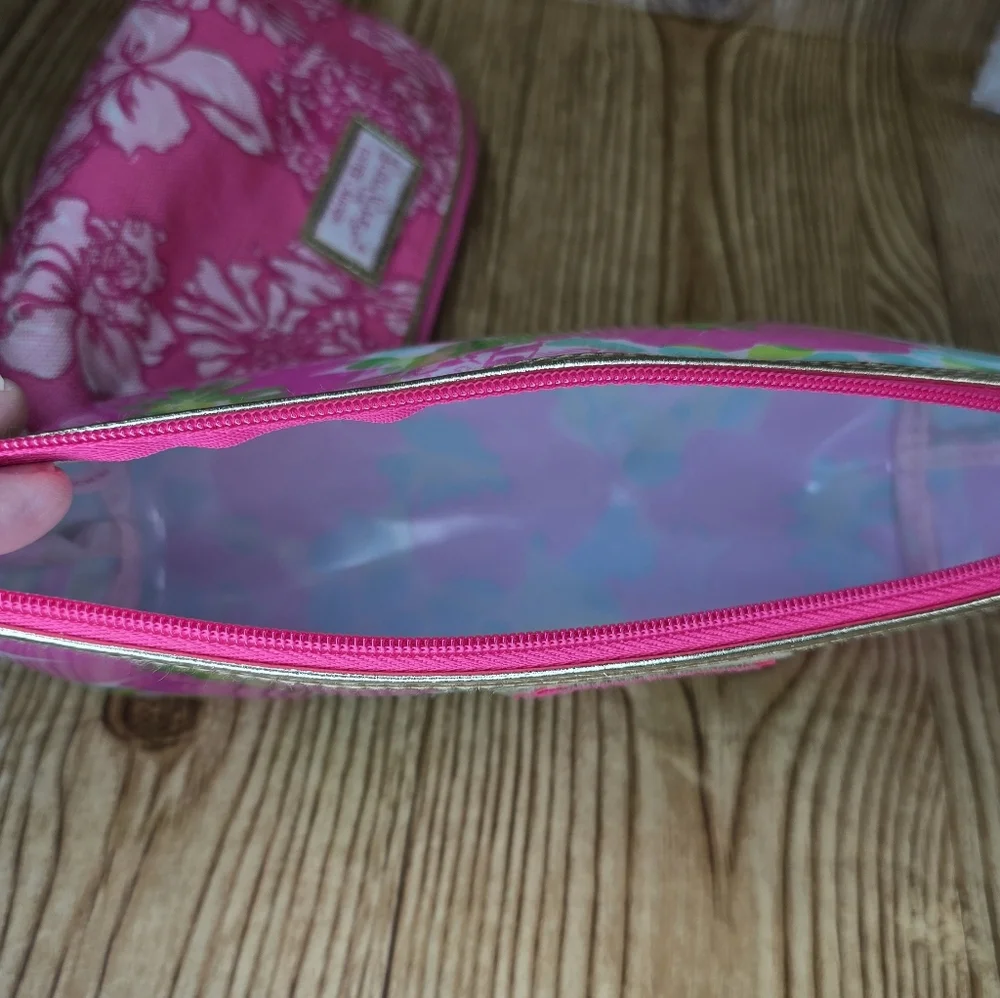 Lilly Pulitzer Estée Lauder Floral Cosmetic Make‎ Up Bags Lot Of 2